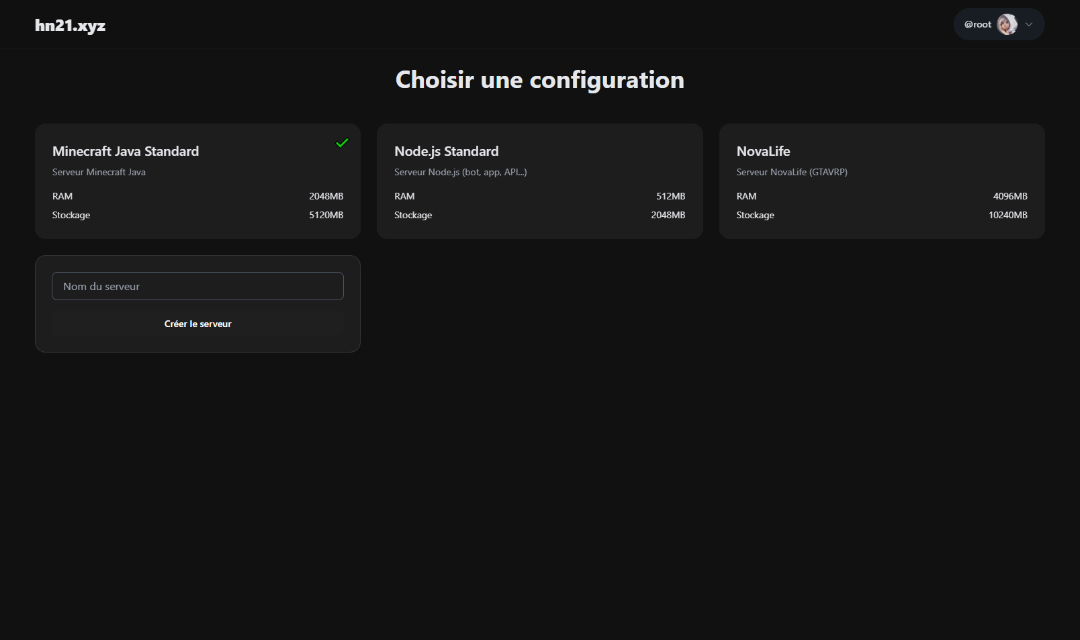 Création de serveur